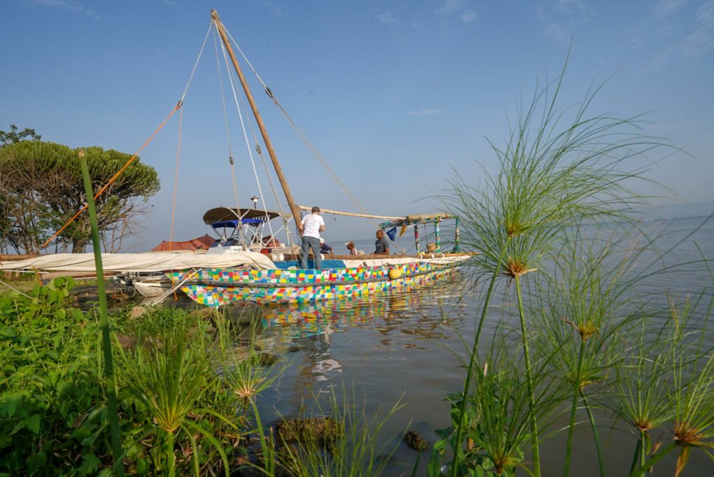 The Flipflopi's starting point in the water of Kisumu